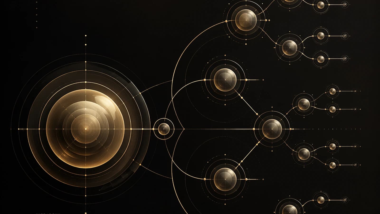 Graphique circulaire représentant des connexions en réseau sur fond noir.