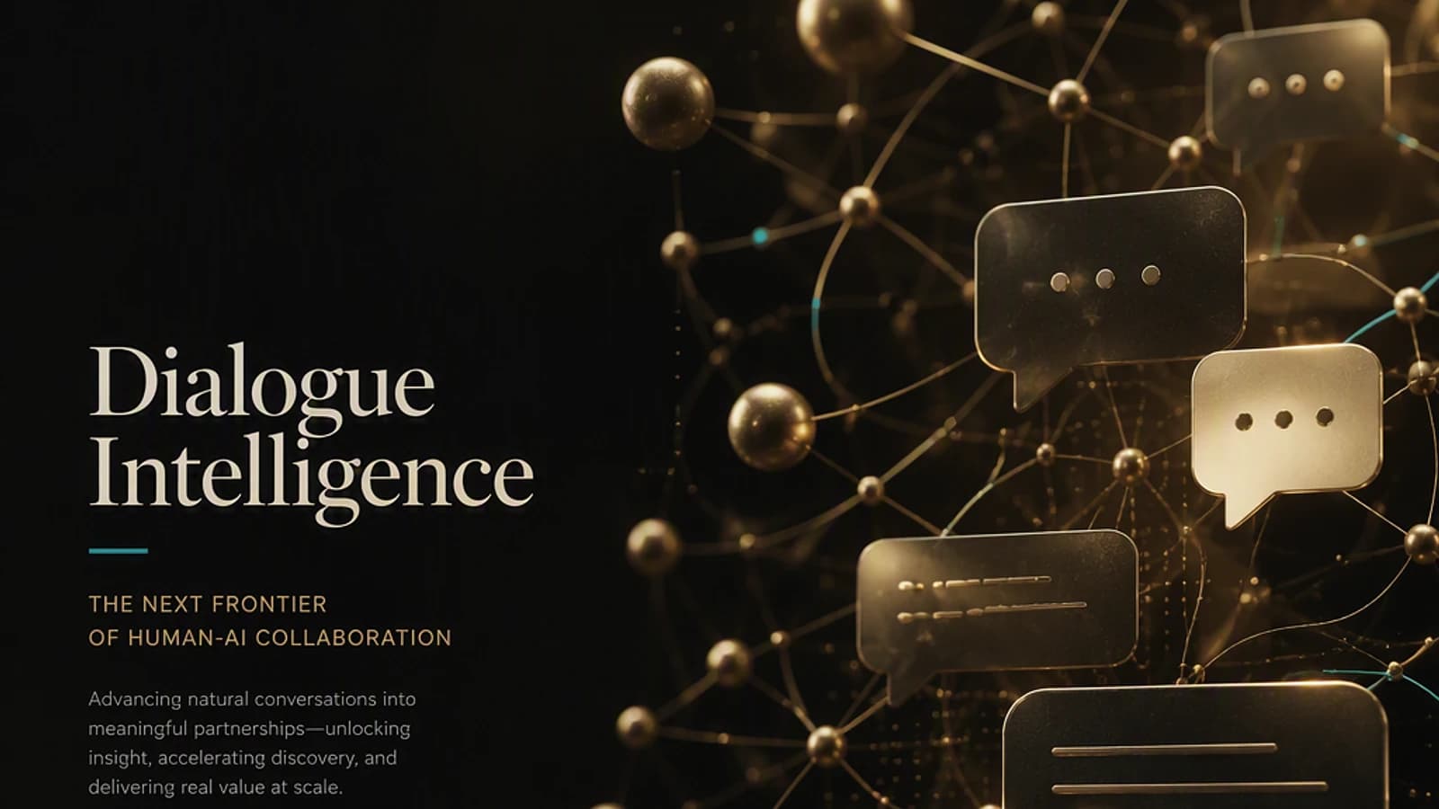 Graphique représentant l'intelligence de dialogue avec des bulles de conversation et des connexions.