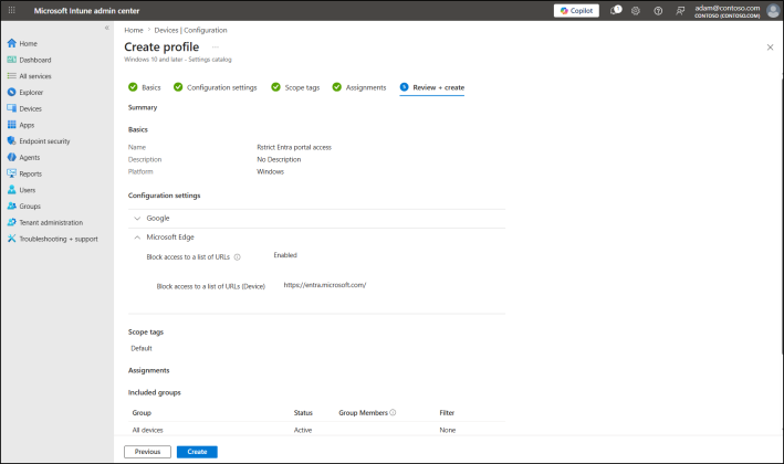Restrict Access to Entra Portal for Users via Intune Policy