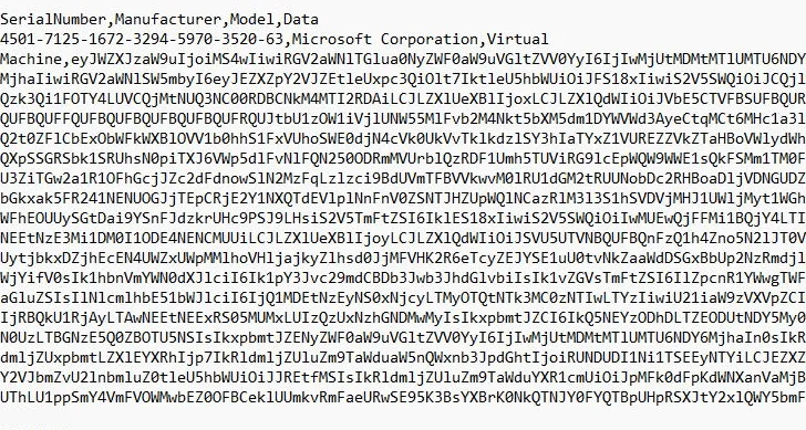 csv with all the information needed for device assocation