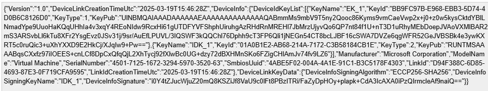 the decoded blob showing the devicelink