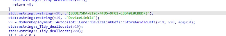 devicelink info stored in the UEFI