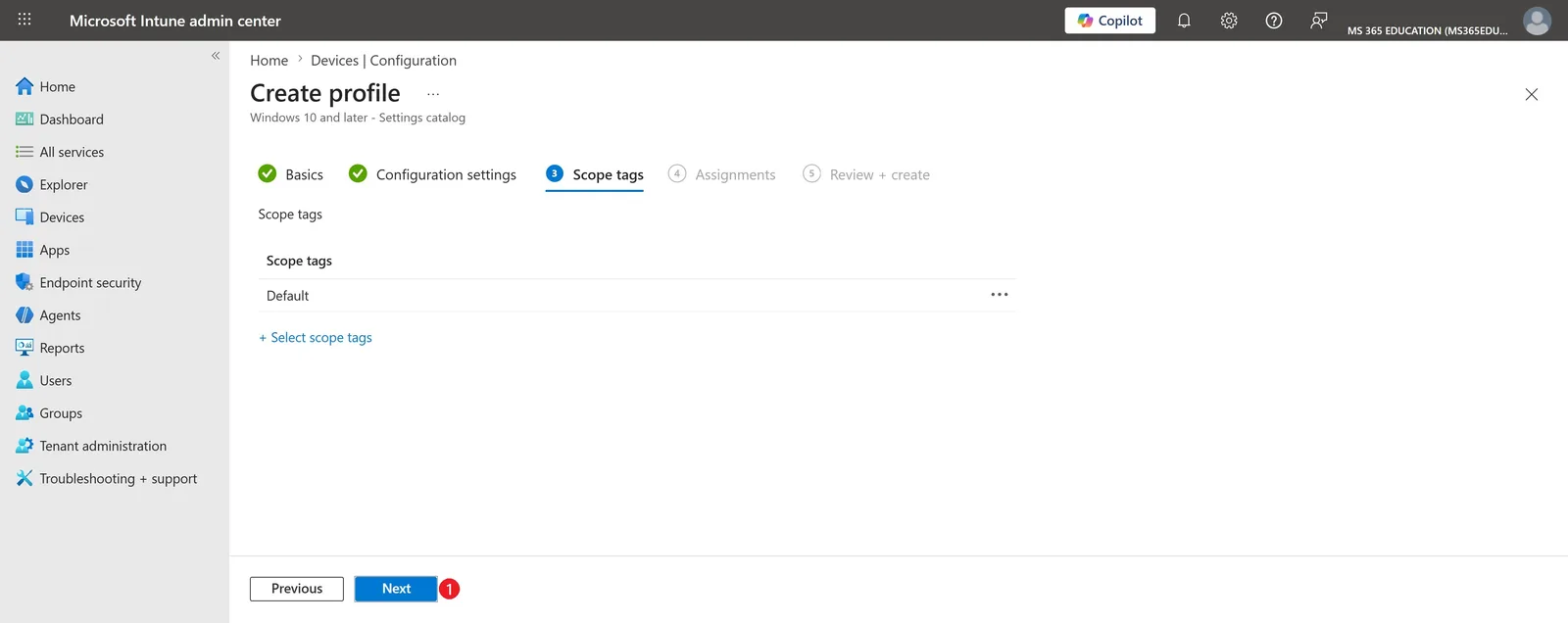 Keeping the Default scope tag with Microsoft Intune
