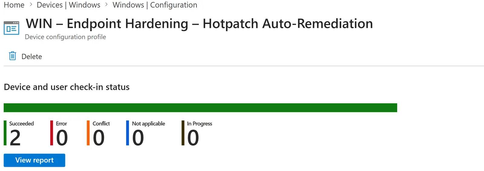 Monitoring the policy deployment status with Microsoft Intune
