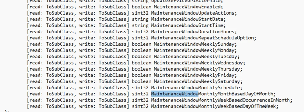 the MOF file containing the maintenance window configuration